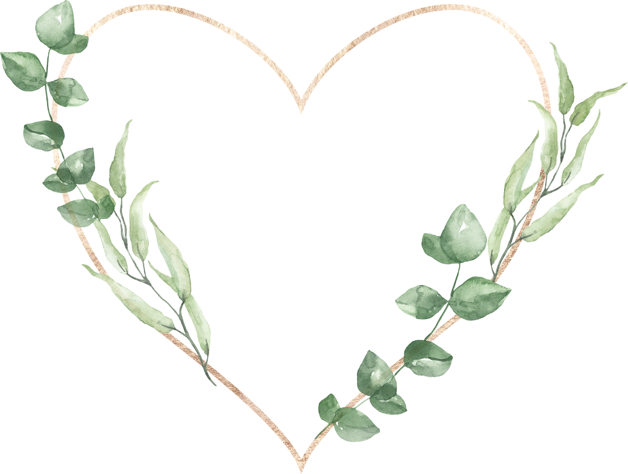 Heart-shaped greenery wreath, watercolor illustration